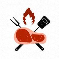 bbq tid, fest. utegrill eller grill verktyg. vektor illustration.