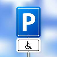3d Illustration auf Weiß Hintergrund. ein Vektor Behinderung Parkplatz unterzeichnen. Vektor Kunst