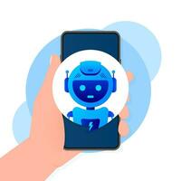 Chatbot Symbol Konzept, Plaudern bot oder Chatterbot. Roboter virtuell Hilfe von Webseite oder Handy, Mobiltelefon Anwendungen. Vektor Illustration