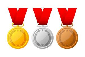 Gold, Silber und Bronze- Medaille, Champion und Gewinner Auszeichnungen - - 1, 2 .. und 3 .. Platz Auszeichnungen Satz. vektor