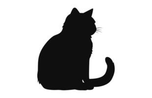 ein exotisch kurzes Haar Katze schwarz Silhouette Vektor kostenlos