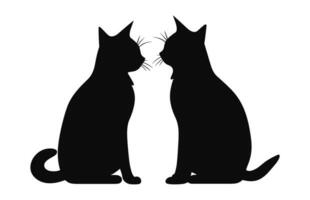 Paar Katze schwarz Silhouette Vektor isoliert auf ein Weiß Hintergrund