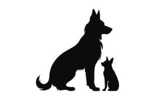 Deutsche Schäfer Hund schwarz Silhouette Vektor isoliert auf ein Weiß Hintergrund