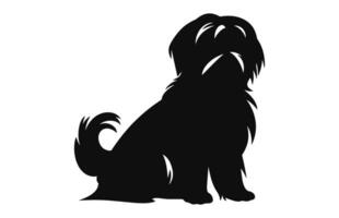 en shih tzu hund svart silhuett vektor fri