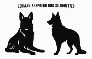 Deutsche Schäfer Hunde schwarz Silhouette Vektor kostenlos