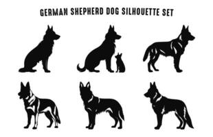 Deutsche Schäfer Hunde Silhouette schwarz Vektor kostenlos bündeln