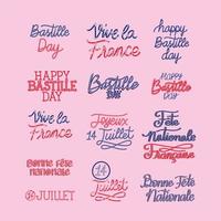 bastille day frases bundle vektor