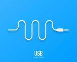 kraft begrepp bakgrund design, uSB vit kabel- , isolerat på en blå bakgrund. vektor