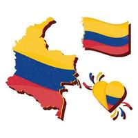 Kolumbien-Karte mit Flagge und Herz vektor