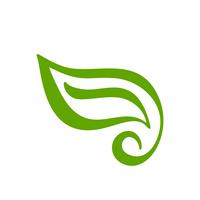 Logo des grünen Blattes des Tees. Ökologienaturelement-Vektorikone tropisch. Biokalligraphiehand Eco-Vegans gezeichnete Illustration vektor