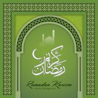 Ramadan Kareem Gruß-Hintergrund-islamischer Bogen vektor