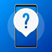 smartphone eller telefon tar emot meddelande ikon med fråga märke, hjälp. vektor