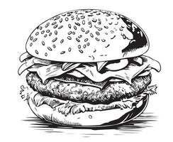 hamburgare skiss hand dragen i klotter stil vektor illustration