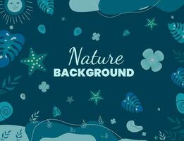 Fantastisk blå naturlig blad, blomma illustration bakgrund för Allt företag vektor