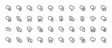 Wolke Computing Symbol Satz. Daten Lager und Technologie Wolke herunterladen und hochladen Symbol. hochladen herunterladen Wolke Pfeil. Linie Stil. herunterladen Wolke Computing Gliederung und gefüllt Vektor unterzeichnen.