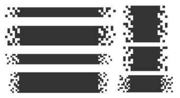 einstellen von leer pixelig geometrisch Form. schwarz gebrochen Pixel Rechteck. Hintergrund zum Text vektor