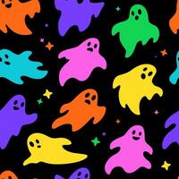 enkel söt Färg, Färg ark spöke tecken, sömlös vektor mönster, bakgrund. ljus halloween läskigt ritningar.