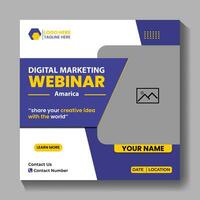 Marketing Strategien Leben Webinar Banner Einladung und Sozial Medien Post Vorlage Neu kreativ Geschäft Digital Marketing Leben Webinar Konferenz Treffen Agenda perfekt Werkstatt Seminar Design. vektor