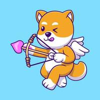 söt cupid shiba inu tecknad serie vektor ikoner illustration. platt tecknad serie begrepp. lämplig för några kreativ projekt.