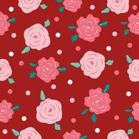 söt rosa röd ro sömlös mönster eller bakgrund vektor illustration
