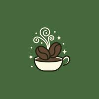 einfach und modern Kaffee Geschäft Logo Design zum Fachmann Geschäft. bereit zu verwenden Logo Vektor Kunst zum persönlich und kommerziell Branding. Jahrgang, Kaffee Bohne, Tasse, heiß