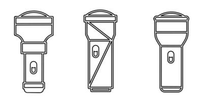 Taschenlampe Symbol schwarz Linie Design. Lager Vektor Illustration.