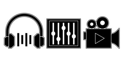 Audio- und Video Symbol Sammlung. ein Illustration von ein schwarz Audio- und Video Symbol. Lager Vektor. vektor