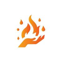 Feuer Verbrennung isoliert Symbol, einfach Grafik Illustration. farbig Flamme Detail und Hand gezeichnet Vektor Grafik. Lagerfeuer Feuerball Zeichen Dekoration. warm Temperatur Logo Bild.