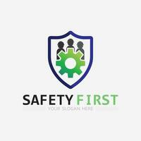 Sicherheit zuerst Logo Symbol Vektor Design und Illustration Grafik Zeichen