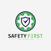 Sicherheit zuerst Logo Symbol Vektor Design und Illustration Grafik Zeichen
