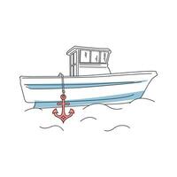enkel linjär grafisk illustration med en båt vektor