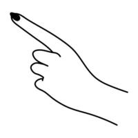 weiblich Hand mit angehoben Index Finger. Geste linear Symbol. nonverbal Sprache. einfach Vektor minimalistisch Illustration. Grafik Element isoliert auf Weiß Hintergrund. elegant Palme von Hand. Frau Arm.