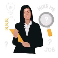 affärskvinna illustration för jobb rekrytering och anställning. vektor illustration.