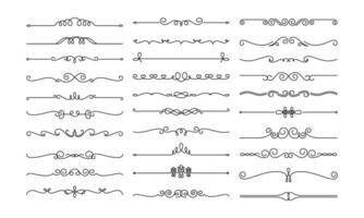Linie Teiler. dekorativ Strudel Text Trennzeichen, Jahrgang Teiler. viktorianisch gedeiht Linie kalligraphisch wirbelnd Filigran Dekoration editierbar Schlaganfall Vektor einstellen