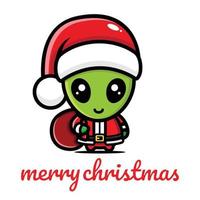 süße Aliens glauben an den Weihnachtsmann vektor