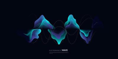 elektromagnetisches Wellenvektorelement mit abstraktem blauem Linienhintergrund im Konzept der Technologie, der Wissenschaft, des digitalen Netzwerks. vektor