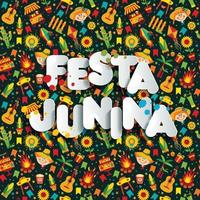 festa junina dorffest in lateinamerika. Symbole stellen Abbildung ein. vektor