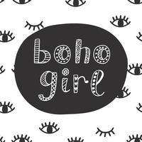 Boho Girl moderner Schriftzug im Ethno-Stil vektor
