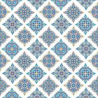 sömlös kakel bakgrund, blå, vit, orange arabiska, indiska mönster, mexikanska talavera plattor vektor