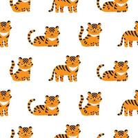 sömlösa mönster med söta tigrar. symbol för det nya 2022 -året. ungtygsdesign vektor