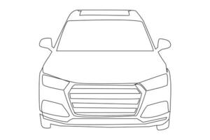 Auto im kontinuierlich einer Linie Zeichnung. Fahrzeug Auto Auto Vektor Symbol. isoliert auf Weiß Hintergrund. Vektor Illustration