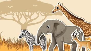 Thumbnail-Design mit afrikanischen Wildtieren vektor