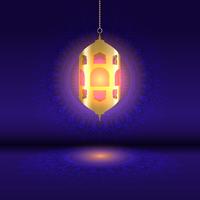 Ramadan-Hintergrund mit hängender Laterne auf Mandala Design vektor