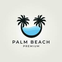 Palme Strand Silhouette Vektor Jahrgang Illustration, Seelandschaft Design