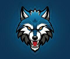 Kopf Wolf Maskottchen Sport, Spielen Logo Design. vektor