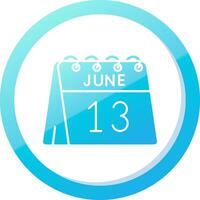 13: e av juni fast blå lutning ikon vektor