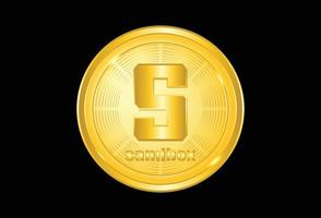 die Sandbox-Münze Krypto mit goldener Farbe vektor