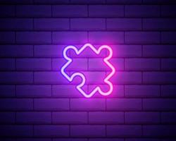 leuchtende Neon-Linie Puzzle-Symbol auf Mauer Hintergrund isoliert. moderne Wohnung, Business, Marketing, Finanzen, Internet-Konzept. buntes Umrisskonzept. Vektor