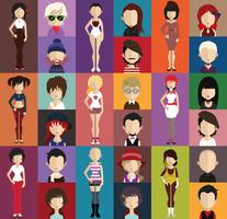 Personer avatar med full kropp och torso variationer