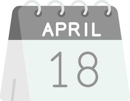 18: e av april grå skala ikon vektor
